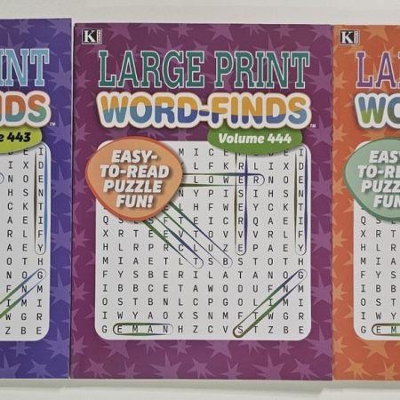 3 Large Print Word-Finds Puzzle Books Kappa Games Vol #443,444,445  Search,Hunt