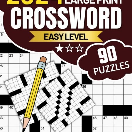 2024 Large Print Easy Crossword Puzzle Book For Adults & Seniors 90 Puzzles
