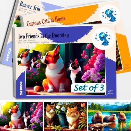 100-Piece Dementia Engagement Set for Seniors - Thoughtful Jigsaw Puzzles Featur