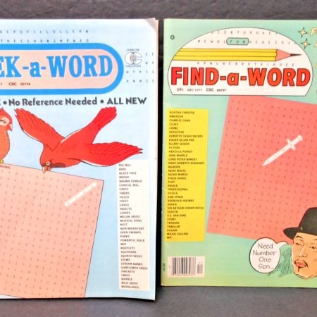 2 Vtg Dec 1977 Word Find Seek Puzzle Books Murder Mystery WHODUNITS & Birds