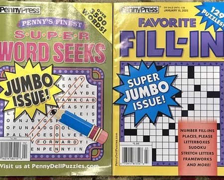 2 Puzzle Books Penny Press Super Word Seeks And Favorite Fill In