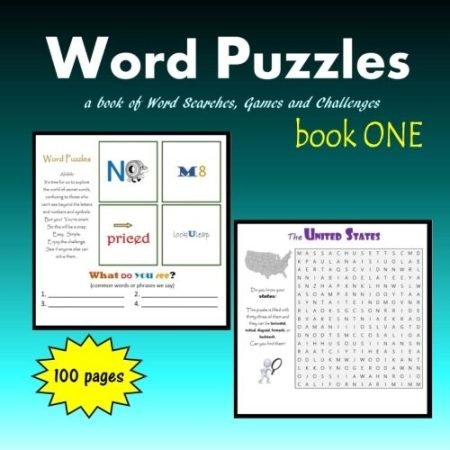 WORD PUZZLES, BOOK ONE: A BOOK OF WORD SEARCHES, GAMES AND By C. Mahoney **NEW**