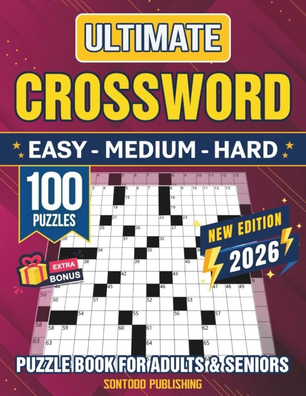 3 IN 1 Easy - Medium - Hard Crossword Puzzle Books for Adults and Seniors –...