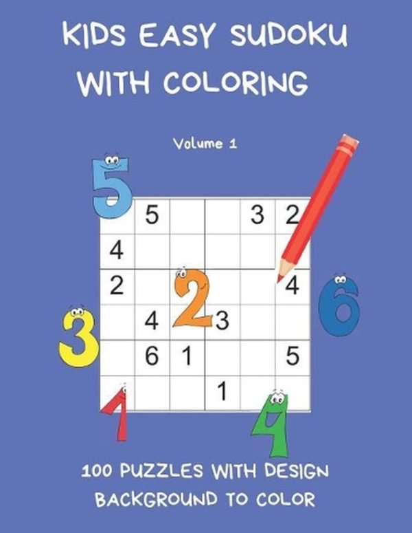 Kids Easy Sudoku with Colouring Volume 1: 100 Puzzles with design background to