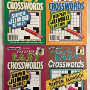 Lot of (4) Favorite Easy Crosswords Super Jumbo Puzzle Books 2021/22 Lot#2