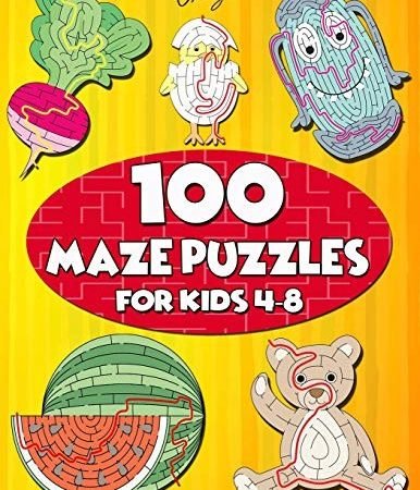 100 MAZE PUZZLES FOR KIDS 4-8: MAZE ACTIVITY BOOK FOR By Vunzi Press *BRAND NEW*