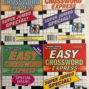 Lot (4) PennyPress Easy Crossword Express Jumbo Special Issue Puzzle Books 2021