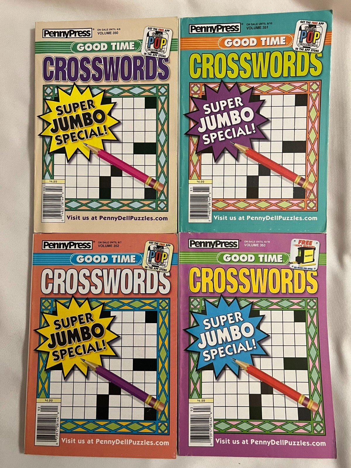 Lot (4 ) Good Time Super Jumbo Special! Crosswords Puzzle Books 350-353 2021