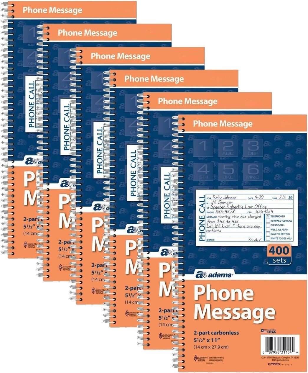 Spiral Bound Note Taking Books - 6 Pack for Easy Phone Message Management