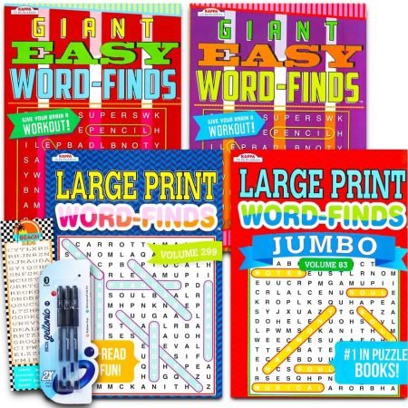 Word Find Puzzle Books for Adults Seniors - Set of 4 Jumbo Word Search Books wit