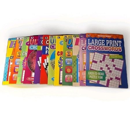 10-Pack Large Print Crossword Puzzles for Seniors Plus 2 Fill-In Puzzle Books...