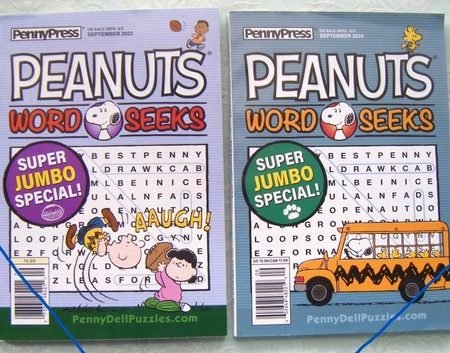 2 Peanuts Snoopy Word Seeks Puzzles Book by Penny Press Sept 2023 & 2024 New