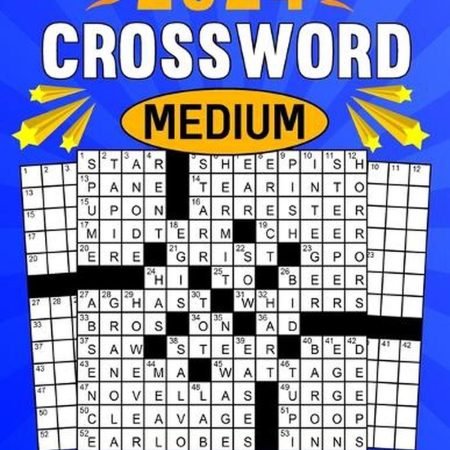 2024 Medium Crossword Puzzles for Adults: Large Print Crossword Puzzles With Sol