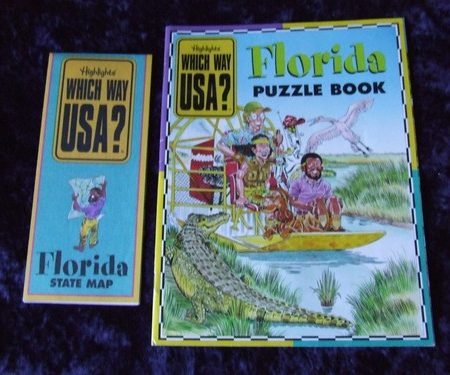 1999 Highlights Florida Which Way USA Kids Puzzle Book and Map Travel Set