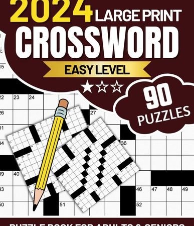 2024 Large Print Easy Crossword Puzzle Book For Adults & Seniors 90 Puzzles