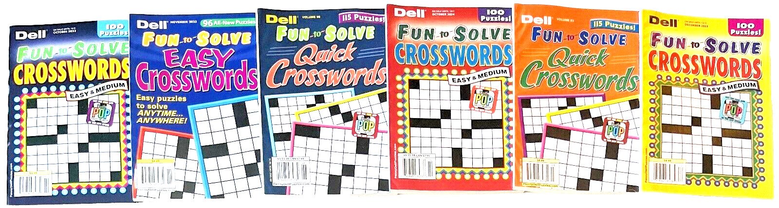 NEW Lot of 6 Penny Press Dell Quick Easy Fun To Solve Crossword Puzzle Books