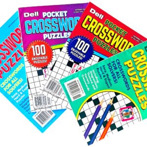 Lot 4 Penny Press Dell Pocket Original Crossword Puzzle Books All Solving Levels