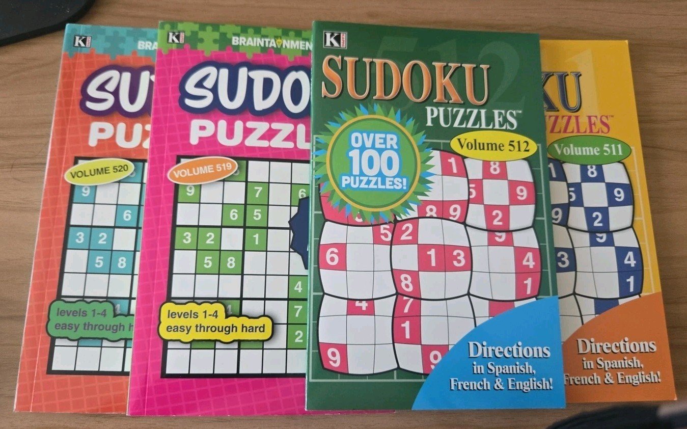 New! Lot Of 4! Pocket Size Kappa Sudoku Puzzle Books. Vols 511, 512, 519 & 520