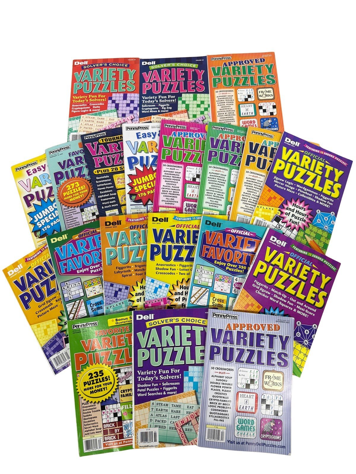 Lot of 5 Variety Puzzle Books No Duplicates Dell Penny Press Kappa Bulk Bundle