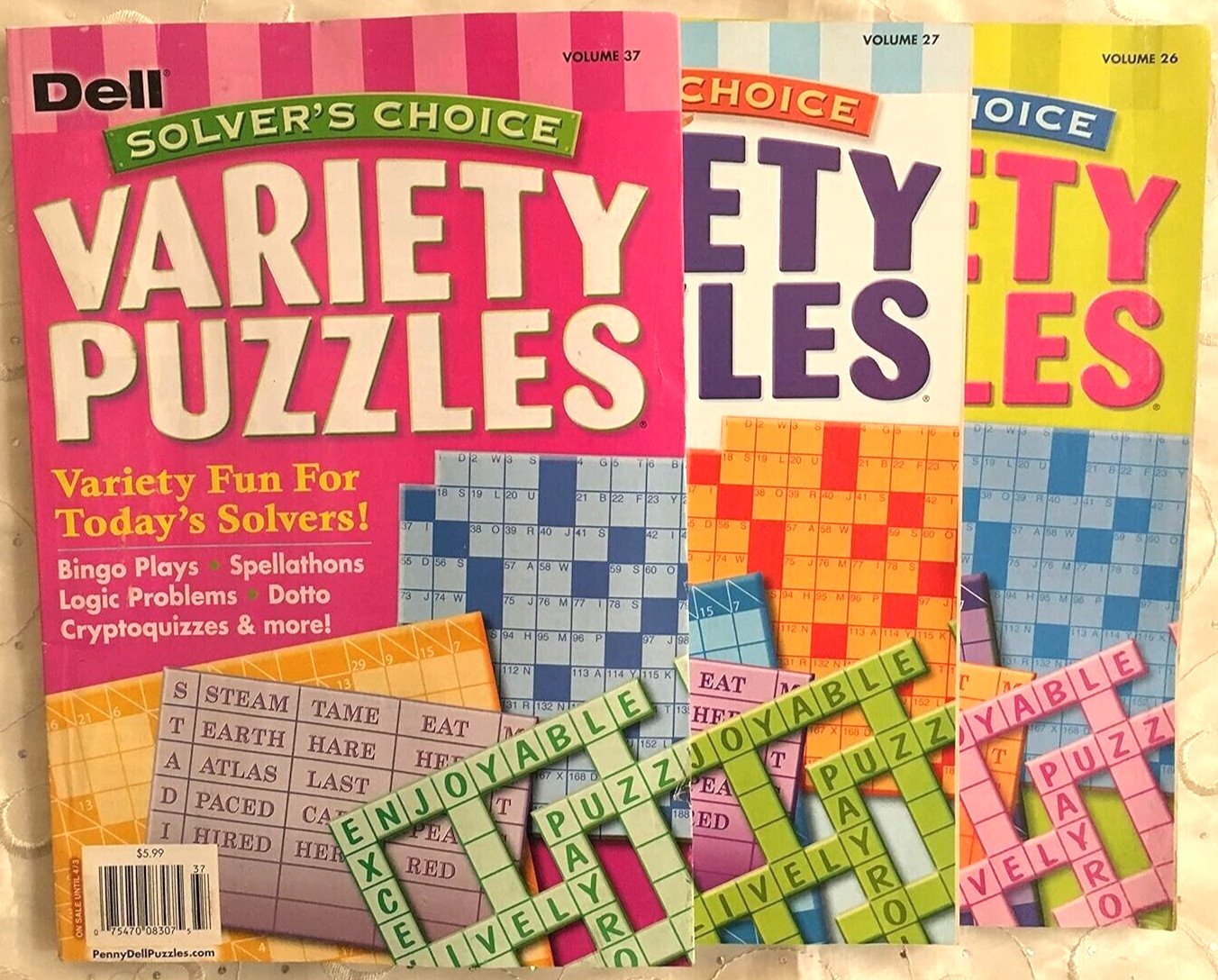 NEW Lot of 3 Dell Solver’s Choice Variety Puzzles Magazine Books – Fun!