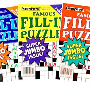 NEW Lot 3 Dell Penny Press Dell Famous Fill In Puzzle Books Over 135 Puzzles!