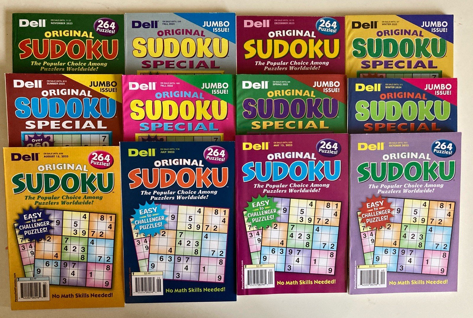 Lot of 6 Dell Penny Press Original Sudoku Puzzle Books **UNSORTED**