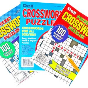 Lot 3 Dell Penny Press Pocket Original Crossword Puzzle Books All Solving Levels