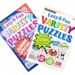NEW Lot of 2 Penny Press Dell Variety Easy & Fun Jumbo Puzzle Books