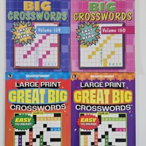 New 4 Large Print Great Big Crosswords Kappa Puzzle Books Vol#159-166  Fun Hobby