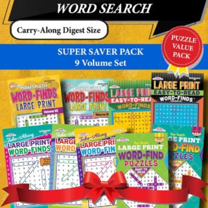 9 Pack Large Print Word Search Puzzle Books Set Carry Along Digest