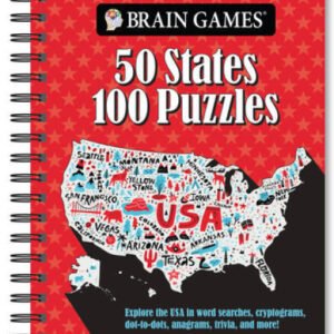 Brain Games - 50 States 100 Puzzles: Explore the USA in Word Searches, Cr - GOOD