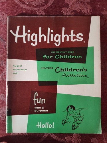 Rare HIGHLIGHTS Children’s magazine August-September 1971 Activities Puzzles!