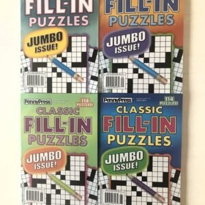 NEW Lot of 4 Penny Press Dell Classic Fill In Puzzle Books 114 Puzzles Each!