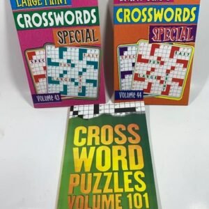 124 Puzzles- 3 Large Print Crosswords Book Lot Kappa Vol 43,44 Bendon 101