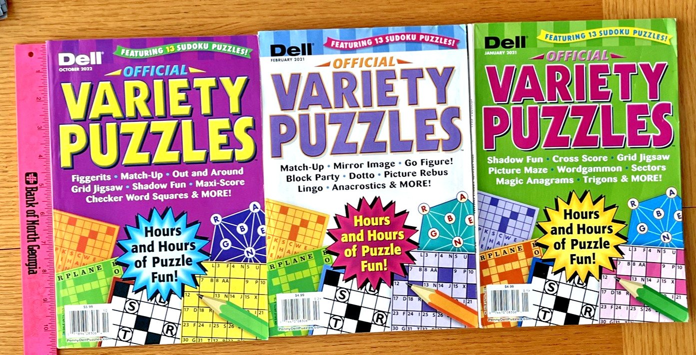 Lot of 3 DELL OFFICIAL VARIETY PUZZLES Rtl $15.97 w  Free Shipping