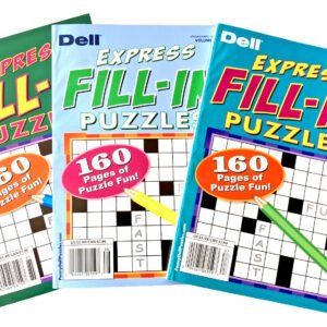 NEW Lot of 3 Penny Press Dell FILL IN Express Puzzle Books Over 160 in Each!