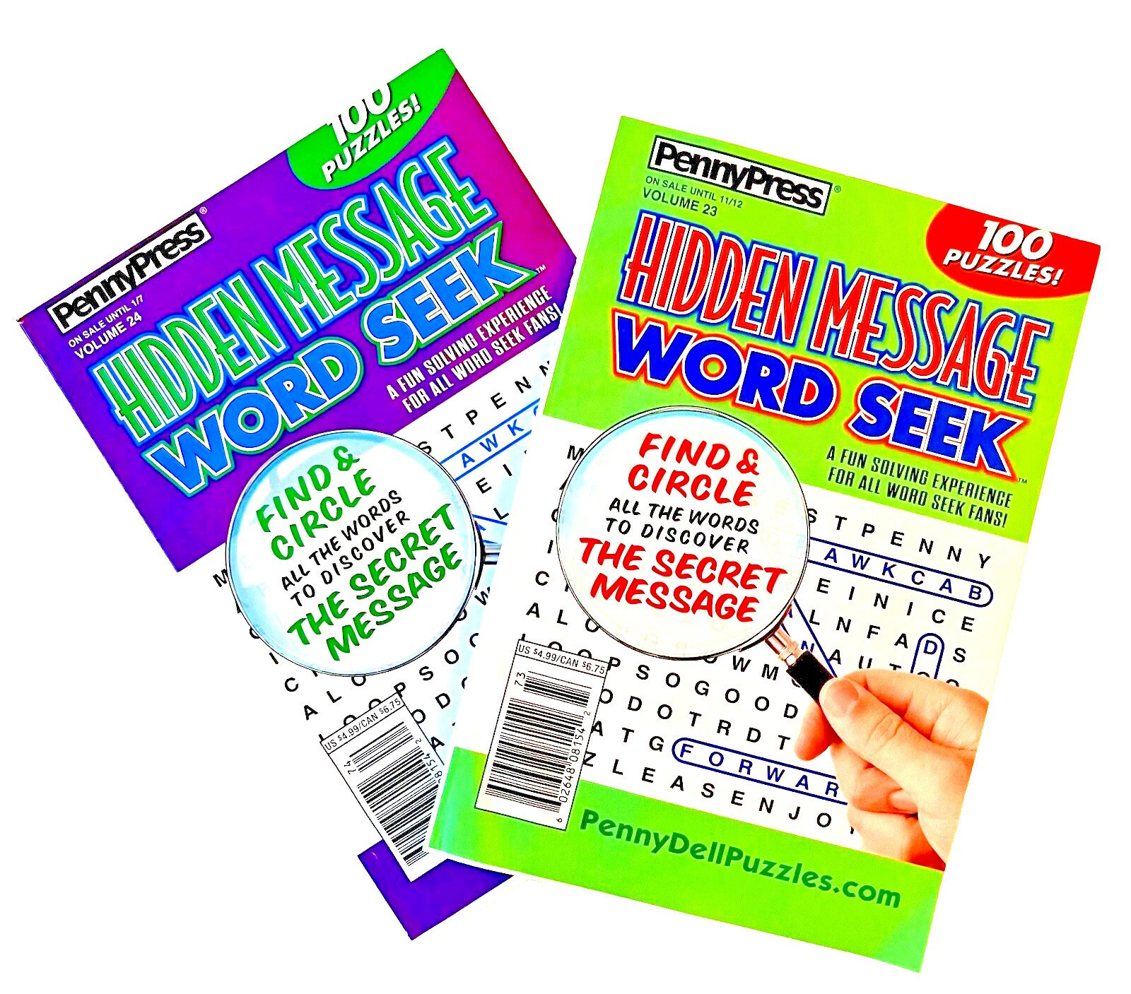 NEW Lot of 2 Penny Press Hidden Message Word Seek Search Find Puzzle Books