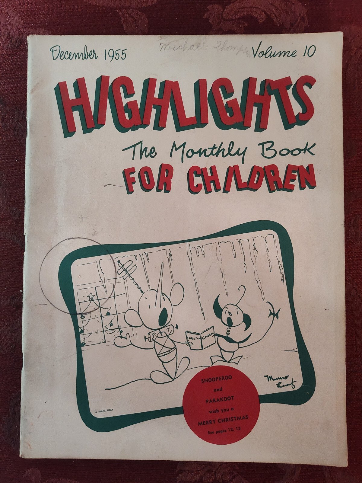 Rare HIGHLIGHTS Children’s Magazine December 1955 Activities Stories Puzzles!