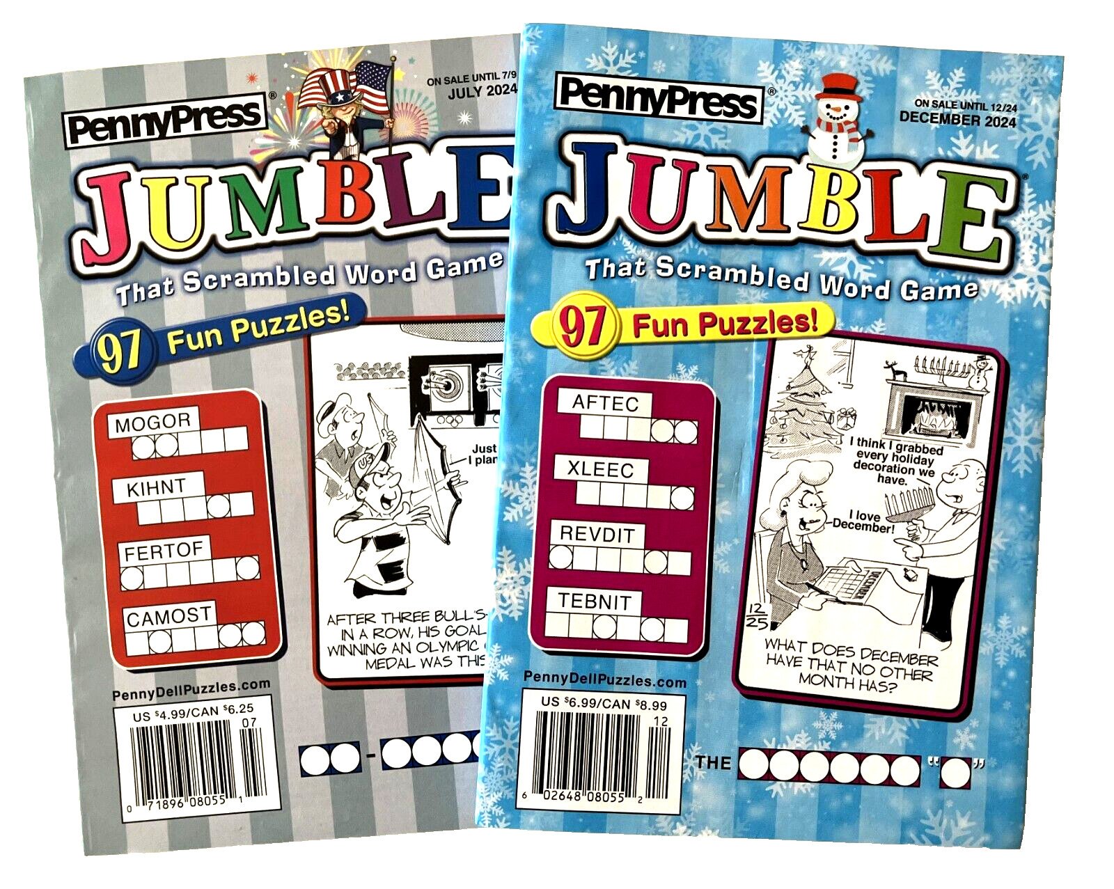 NEW Lot 2 Penny Press Dell JUMBLE Word Scramble Puzzles Books 97 Puzzles