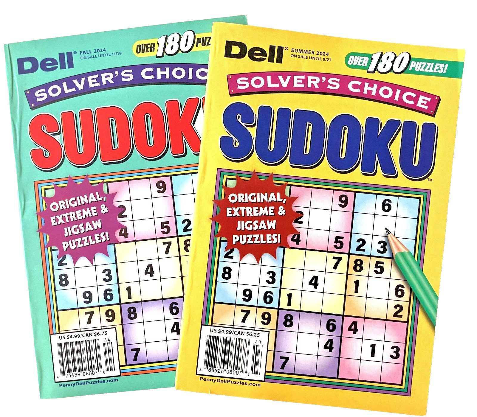 NEW Lot of 2 Penny Press Dell SOLVER’S CHOICE Sudoku Puzzle Books Jigsaw Extreme