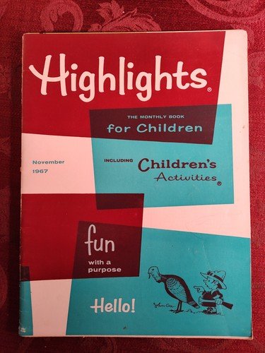 HIGHLIGHTS FOR CHILDREN Magazine November 1967 Activities Stories Puzzles!