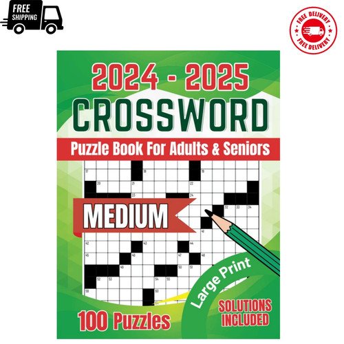 2024-2025 Crossword Puzzle Books For Adults Large Print 100 Puzzles With Solutio