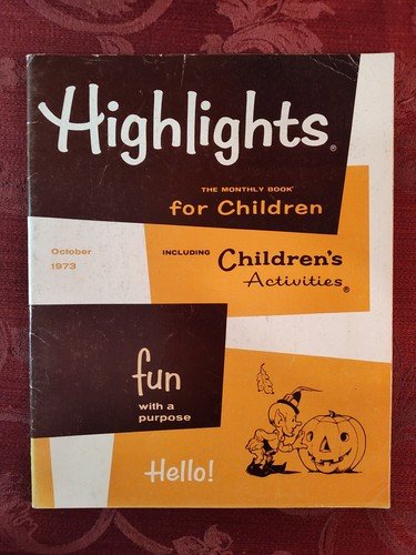 Rare HIGHLIGHTS Children’s magazine October 1973 Stories Activities Puzzles!