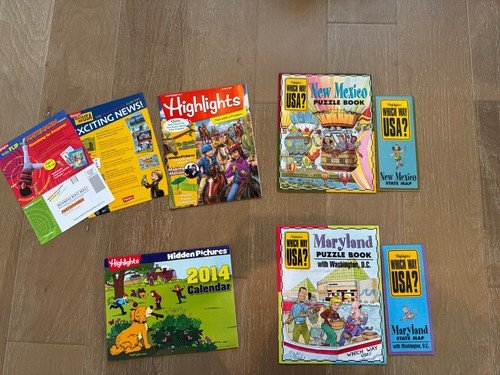 Highlights Magazine Puzzle Books & Maps Lot – 2014 Calendar, Which Way USA, etc