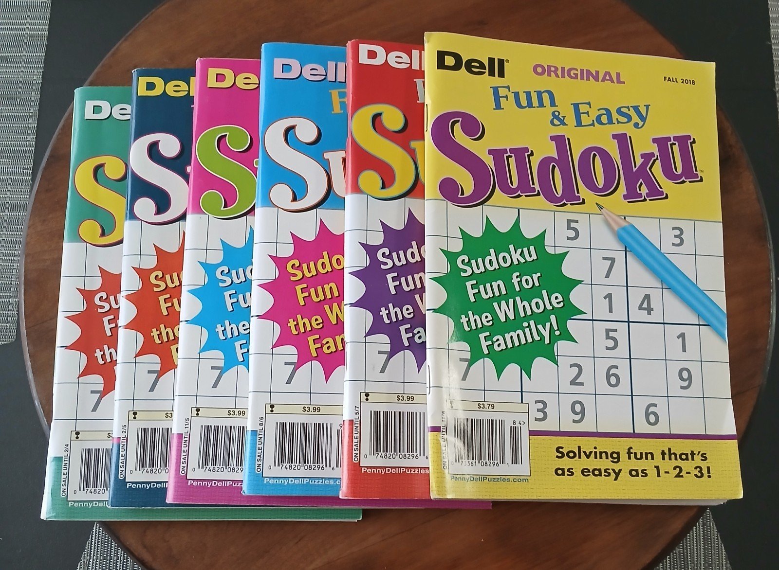 Dell Original Fun & Easy SUDOKU Puzzles ! 6 Books To Enjoy!