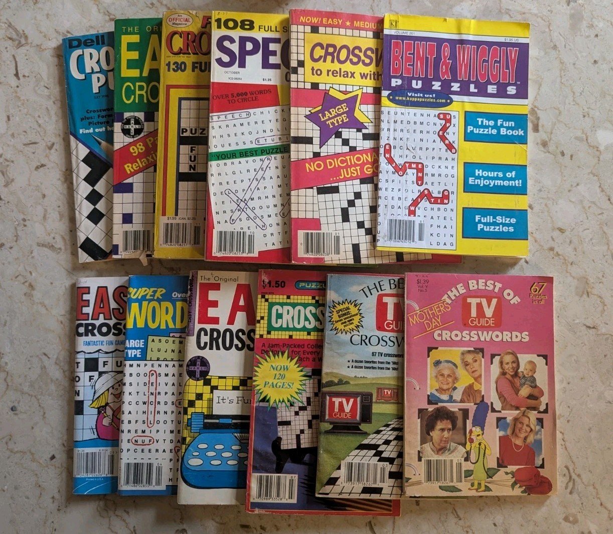 12 Vintage Crossword Circle A Word Puzzle Activity Books 1990s TV Guide Dell