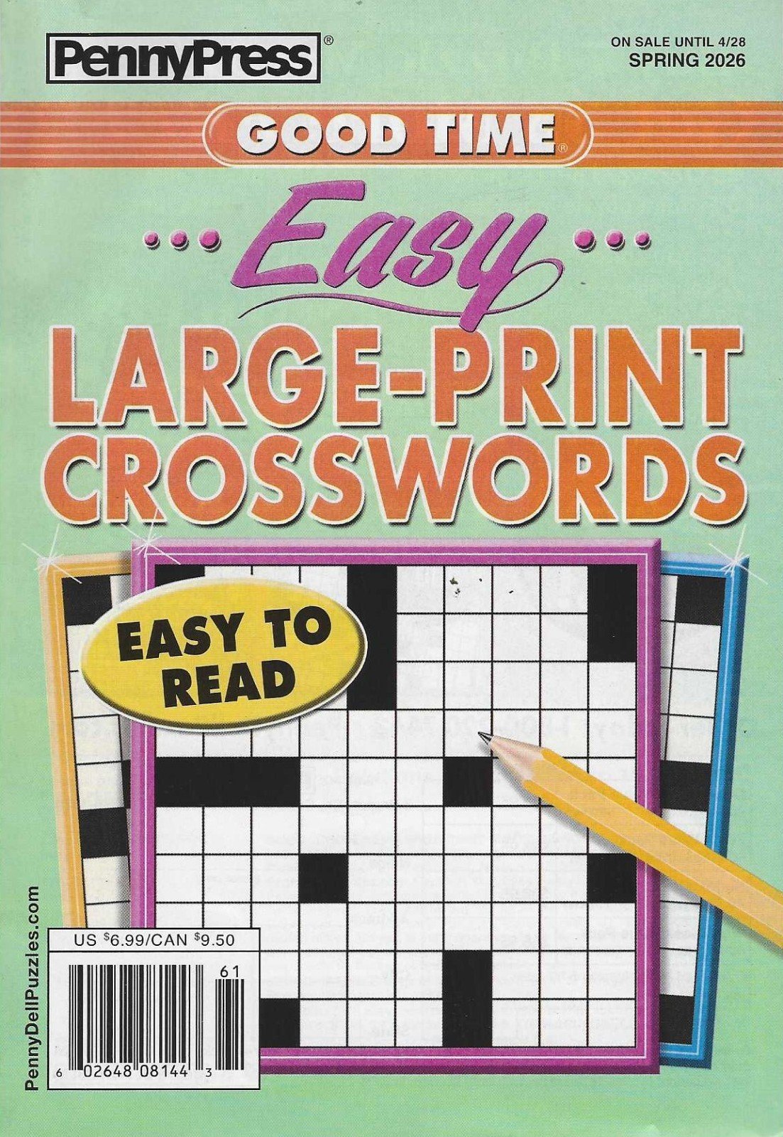 Penny Press  Good Time   Easy Large Print Crosswords Spring 2026