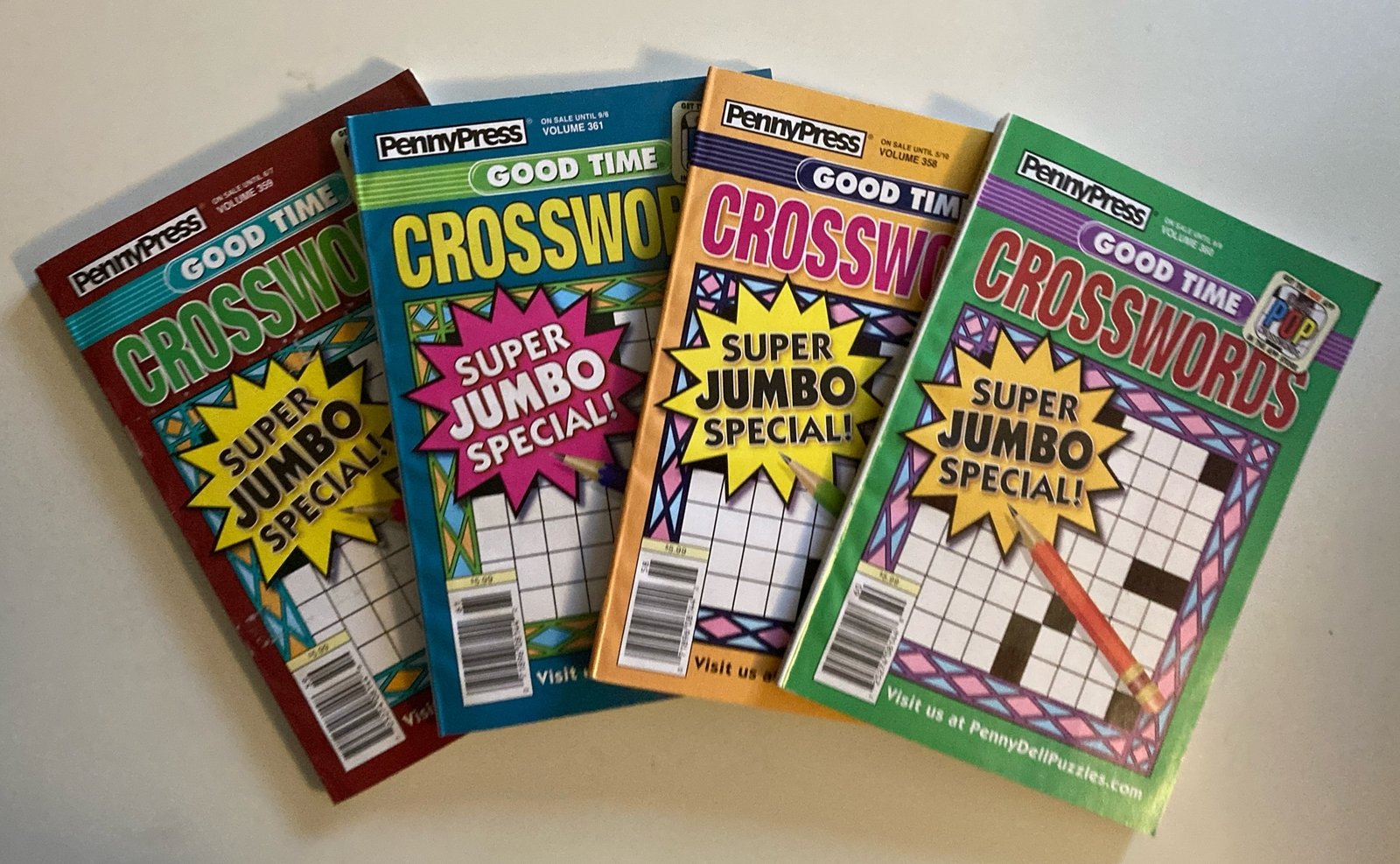 Lot of 4 Good Time Dell Penny Press CROSSWORD Puzzle Books All Solving Levels