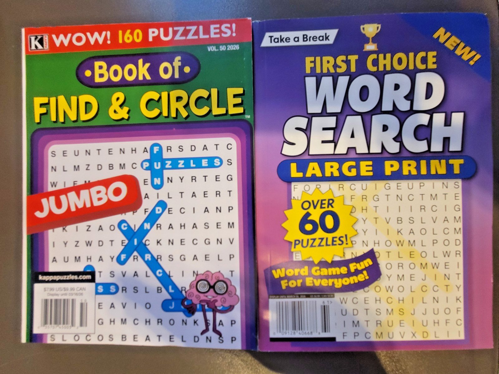 Lot Of 2 Book Of Find & Circle by Kappa & 1st Choice Word Search by Take-A-Break