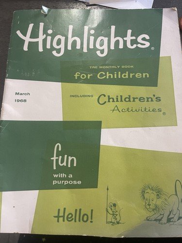 HIGHLIGHTS FOR CHILDREN Magazine March 1968 Activities Stories Puzzles!